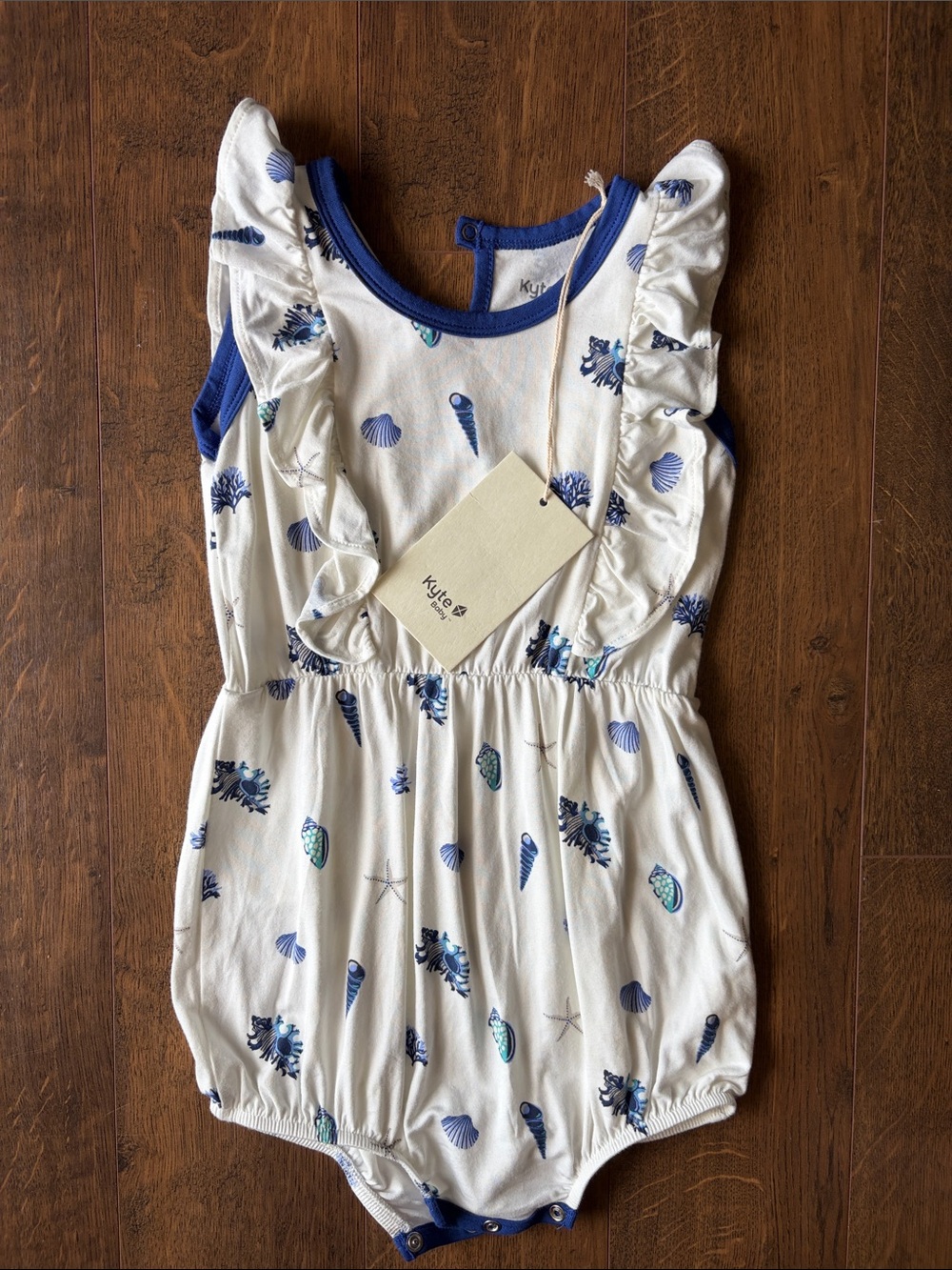Kyte BABY Bubble Romper Royal Shell Print